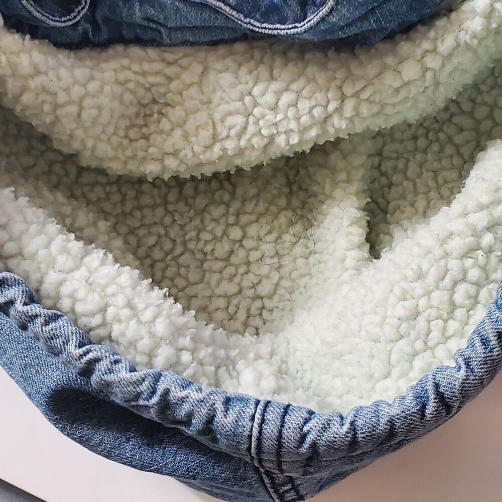 O'Neill Women's Boho Pullover Jacket Small Fleece Hood Lined Denim Embroidered - Picture 8 of 12